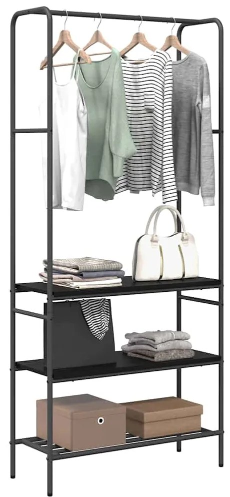 vidaXL Ράφι ρούχων με ράφια Μαύρη δρυς 77 x 30 x 171 εκ