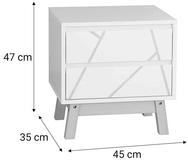 Κομοδίνο Aria λευκό-φυσικό 45x35x47 εκ 45x35x47 εκ.