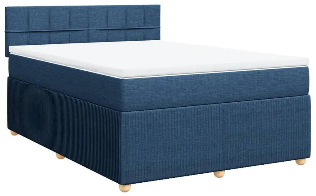 ΚΡΕΒΑΤΙ BOXSPRING ΜΕ ΣΤΡΩΜΑ ΜΠΛΕ 140X200 ΕΚ. ΥΦΑΣΜΑΤΙΝΟ 3289785