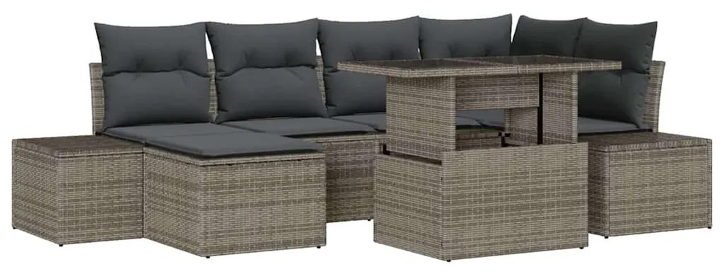 vidaXL Σετ Καναπέ Κήπου με μαξιλάρι 7 pcs Γκρι