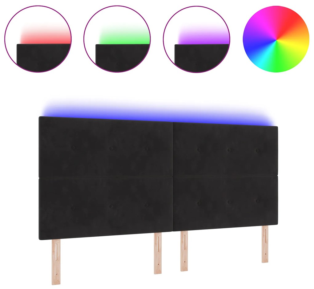 vidaXL LED Κεφαλάρι Μαύρο 100 εκ Βελούδο