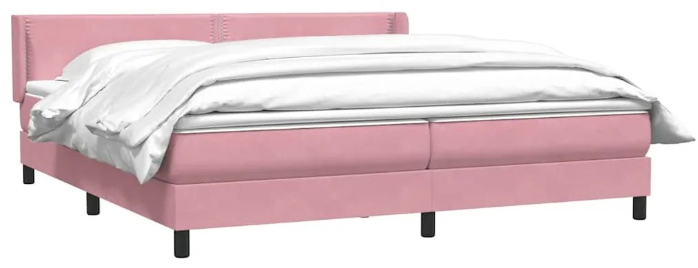 vidaXL Κρεβάτι Boxspring με Στρώμα Ροζ 180x210 εκ. Βελούδινο