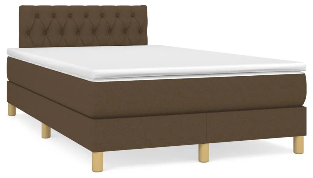 vidaXL Κρεβάτι Boxspring με Στρώμα Σκούρο Καφέ 120x190 εκ Υφασμάτινο
