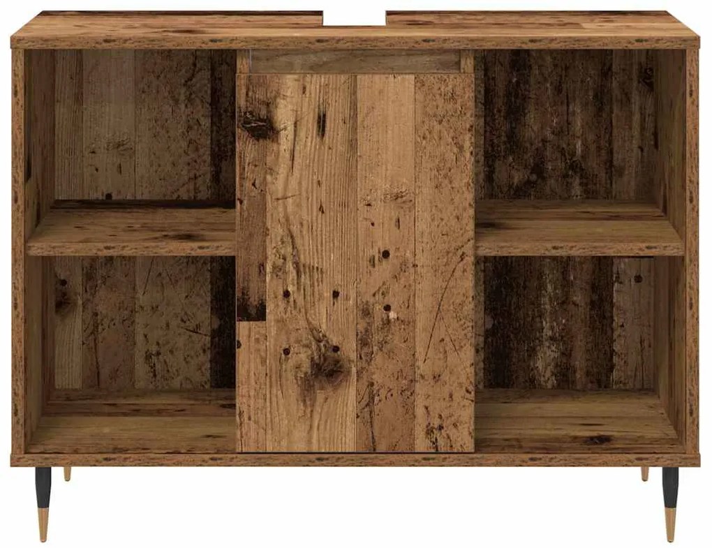 vidaXL Σετ Επίπλων Μπάνιου με ράφι 3 pcs Παλιό Ξύλο 30 x 30 x 180 cm