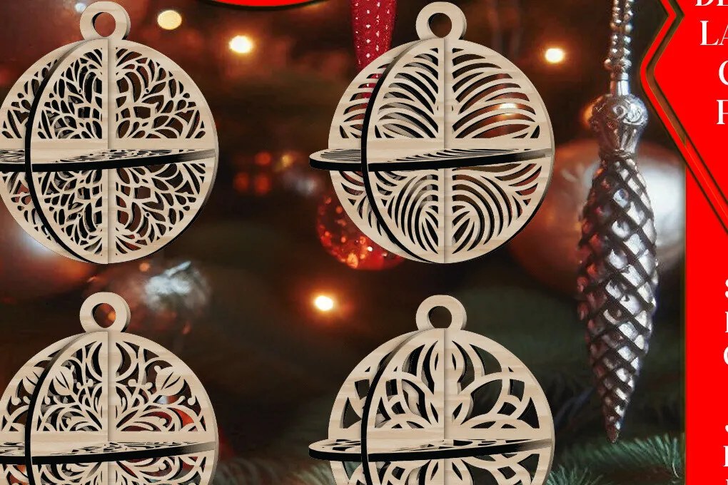 Intra απο ξύλο plywood 3mm-4mm πάχος Τρισδιάστατο Χριστουγεννιάτικων Μπάλων V4 Δίασταση 1x1 cm INTRAFABR-108471283