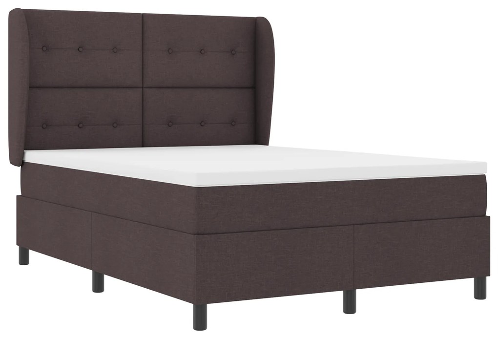 vidaXL Κρεβάτι Box Spring με Στρώμα - Σκούρο Καφέ, 160x200 εκ Υφάσματος
