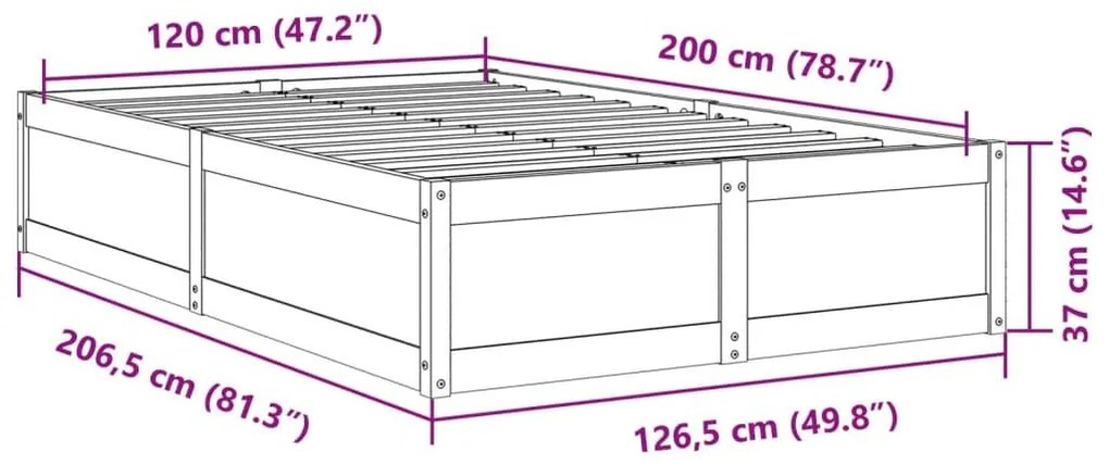 Σκελετός Κρεβατιού Χωρίς Στρώμα 120x200 εκ Μασίφ Ξύλο Πεύκου - Καφέ