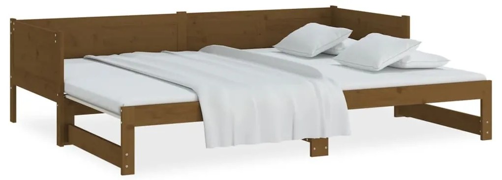 vidaXL Καναπές Κρεβάτι Συρόμενος Μελί 2x(90x190) εκ. από Μασίφ Πεύκο