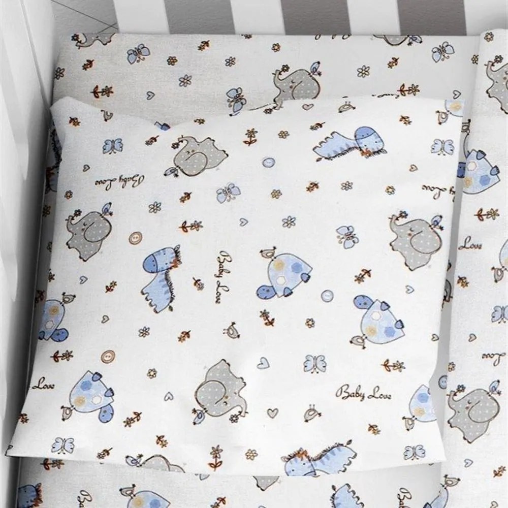 Μαξιλαροθήκη Παιδική Elephant 074 White-Sky Blue DimCol 50Χ70 100% Βαμβακερή Φανέλα