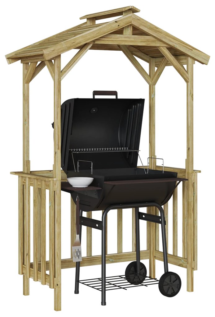 vidaXL Καθιστικό BBQ 133.5x63x200 εκ Εμποτισμένο Ξύλο Πεύκου