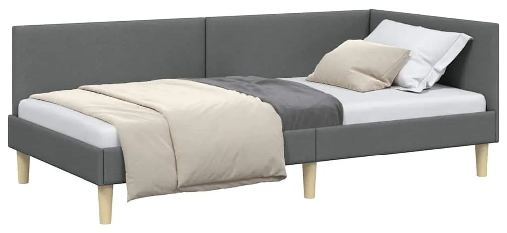 vidaXL Κρεβάτι Γωνίας Σκούρο γκρι 80 x 200 cm Ύφασμα και Έργο ξύλου