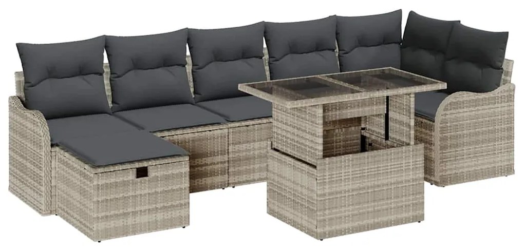 vidaXL Σετ Καναπέ Κήπου με μαξιλάρι 8 pcs Ανοιχτό γκρι Πολυ ράταν