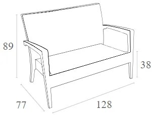 MIAMI WHITE ΚΑΝΑΠΕΣ 128Χ77Χ89ΕΚ. ΠΟΛ/ΝΙΟΥ