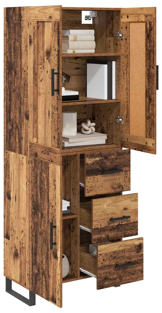 vidaXL Highboard Παλιό ξύλο 69,5 x 34 x 180 εκ. Επεξεργασμένο ξύλο