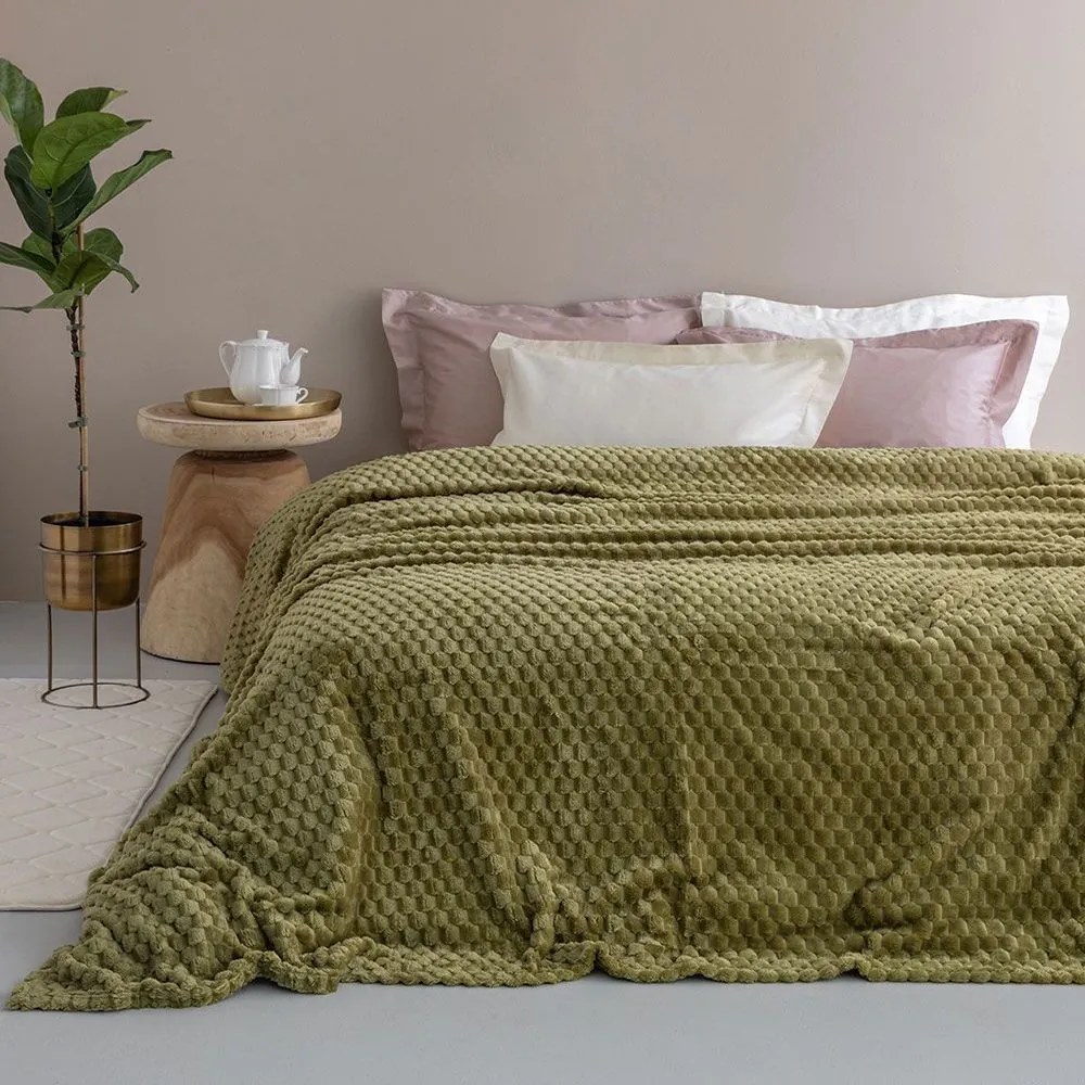 Κουβέρτα Aster Fleece Green Palamaiki Ημίδιπλο 160x220cm Jacquard