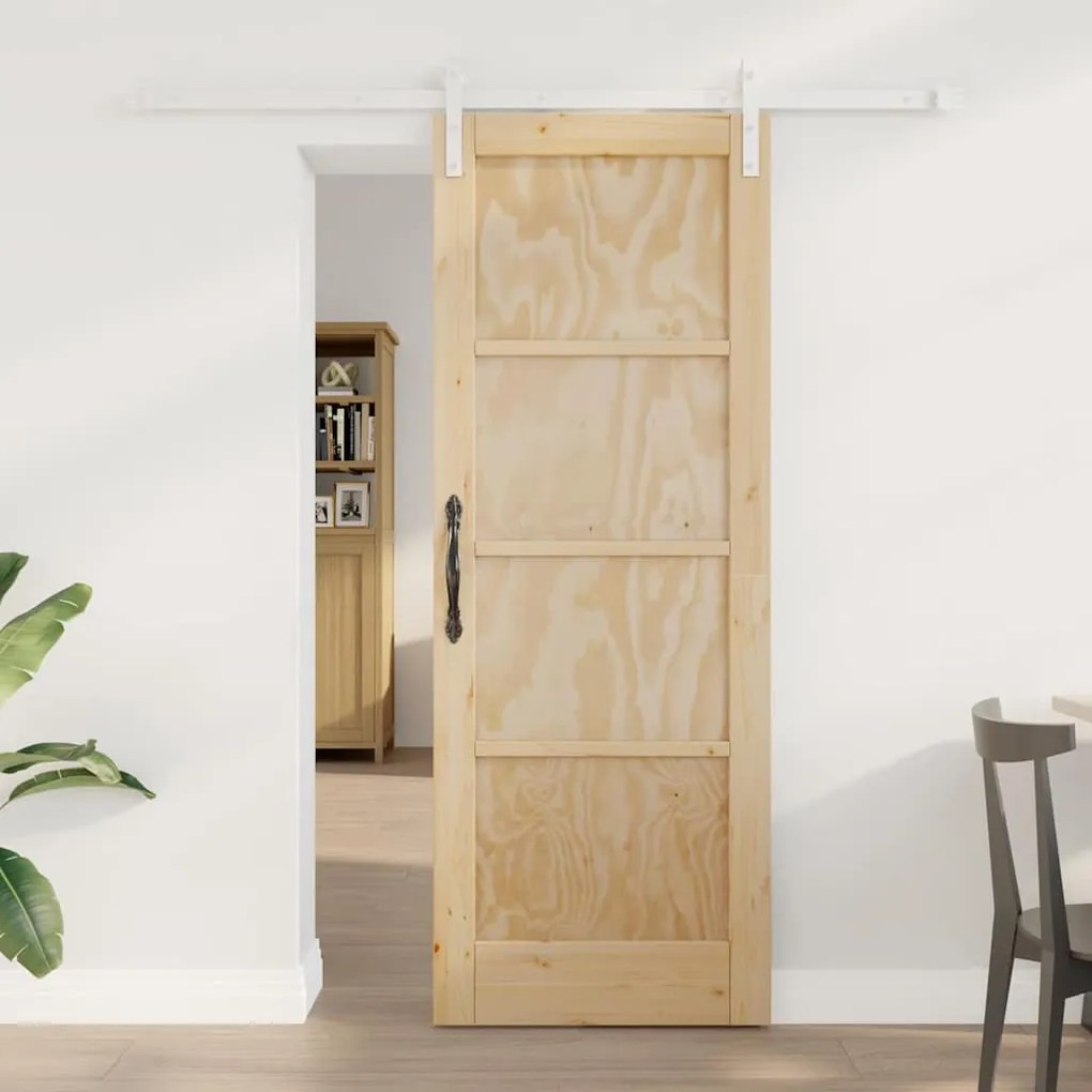 vidaXL Συρόμενη Πόρτα με Σετ Εξαρτημάτων 73.5x198.5 εκ. Στερεό Ξύλο Πεύκου