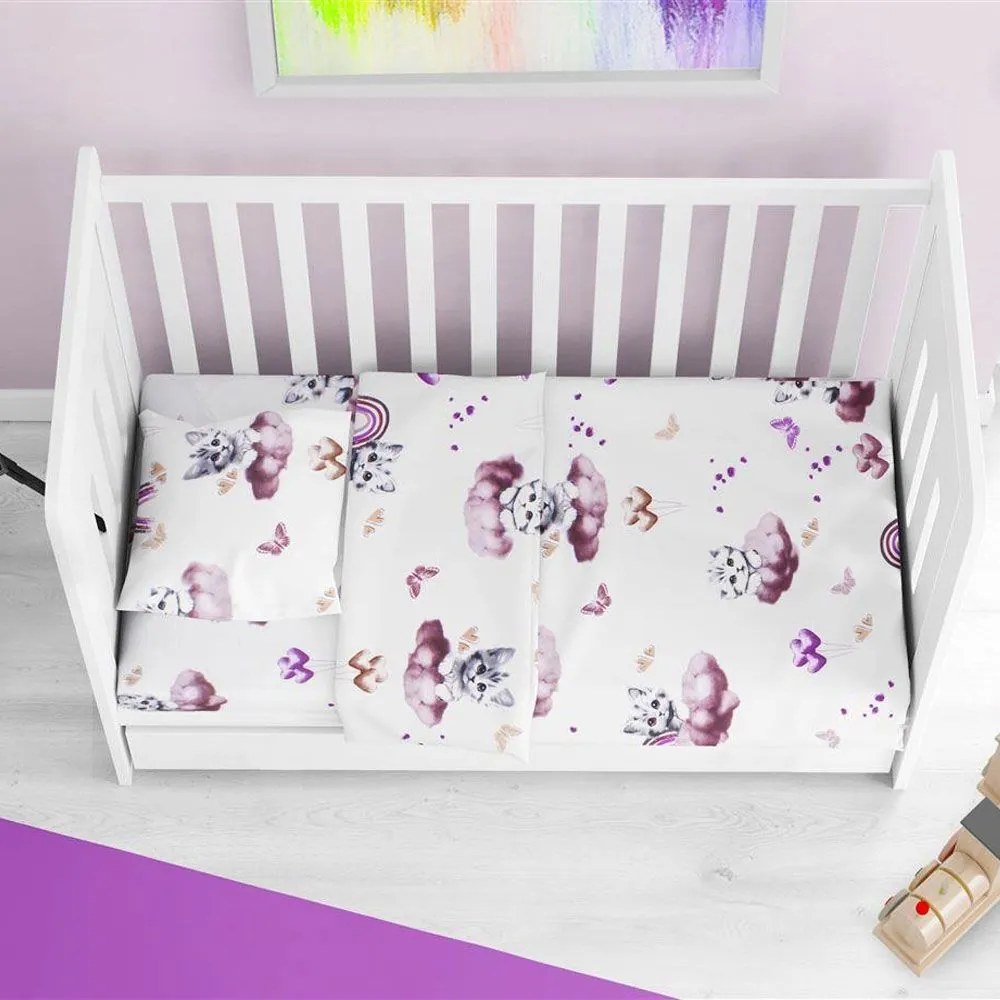 Σεντόνι Βρεφικό Kitten 561 Mauve DimCol Crib 80x110cm 100% Βαμβάκι