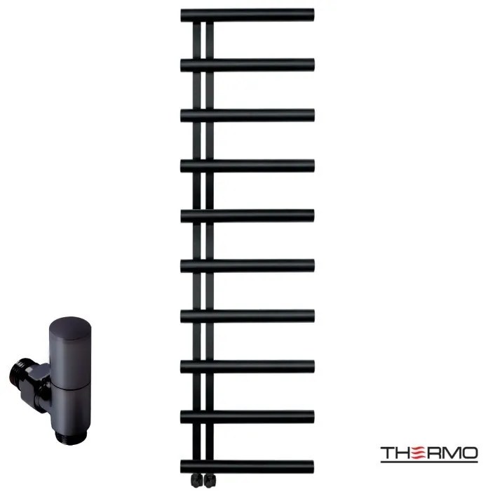 Thermo ACCENT Θερμαινόμενη πετσετοκρεμάστρα από ανοξείδωτο χάλυβα με υδραυλική λειτουργία 176x50cm Silk Black