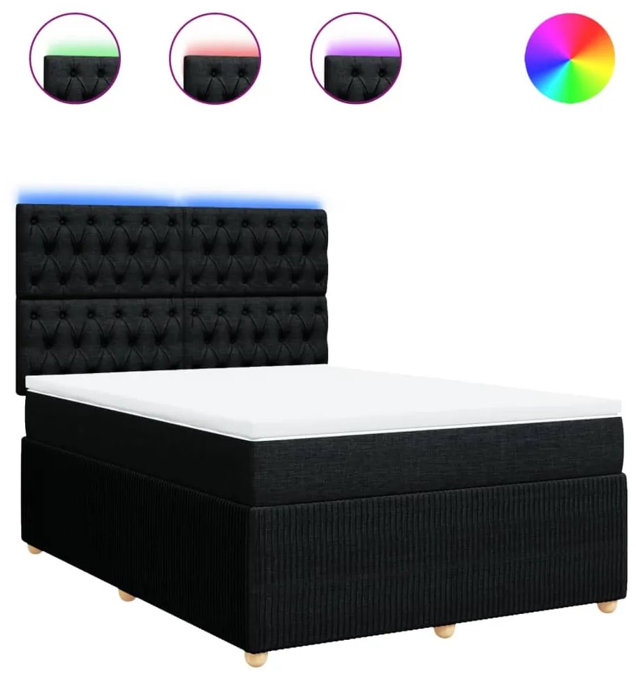 vidaXL Κρεβάτι Boxspring με Στρώμα Μαύρο 160x200 εκ. Υφασμάτινο