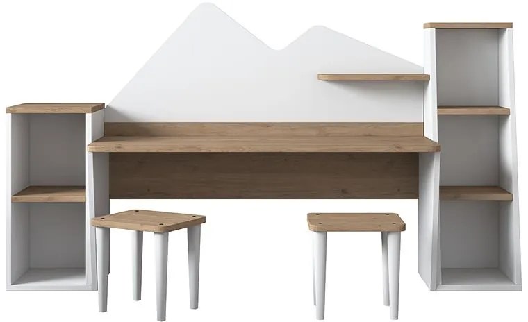 Σετ γραφείου παιδικό Bubble 3 τεμ καρυδί-λευκό 180x45x93.5εκ 120x45x93.5 εκ.