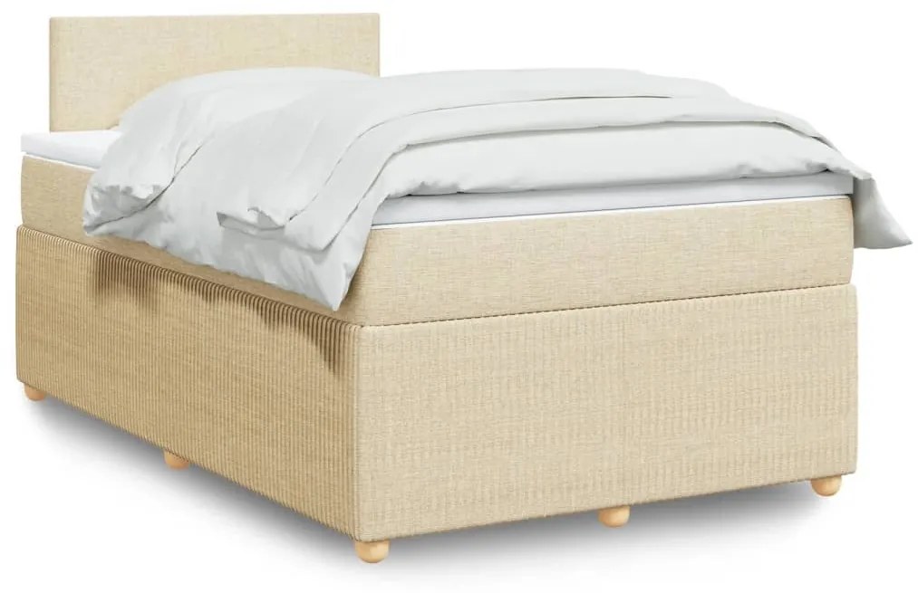 vidaXL Κρεβάτι Boxspring με Στρώμα Κρεμ 120x190 εκ. Υφασμάτινο