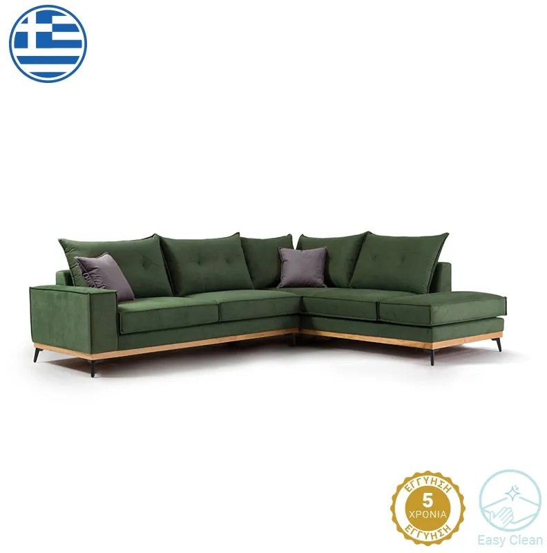 Γωνιακός καναπές αριστερή γωνία Luxury II pakoworld ύφασμα κυπαρισσί-ανθρακί 290x235x95εκ