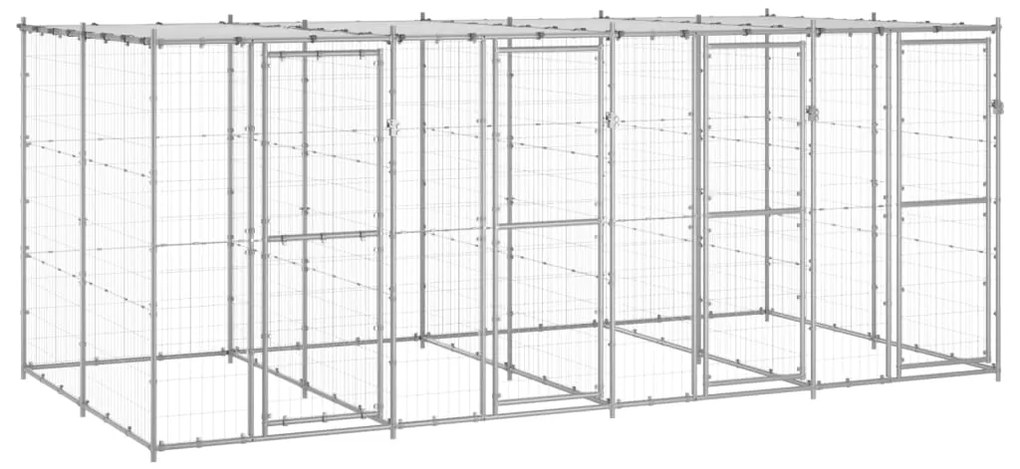 vidaXL Κλουβί Σκύλου Εξ. Χώρου με Στέγαστρο 9,68 μ² Γαλβ. Χάλυβας