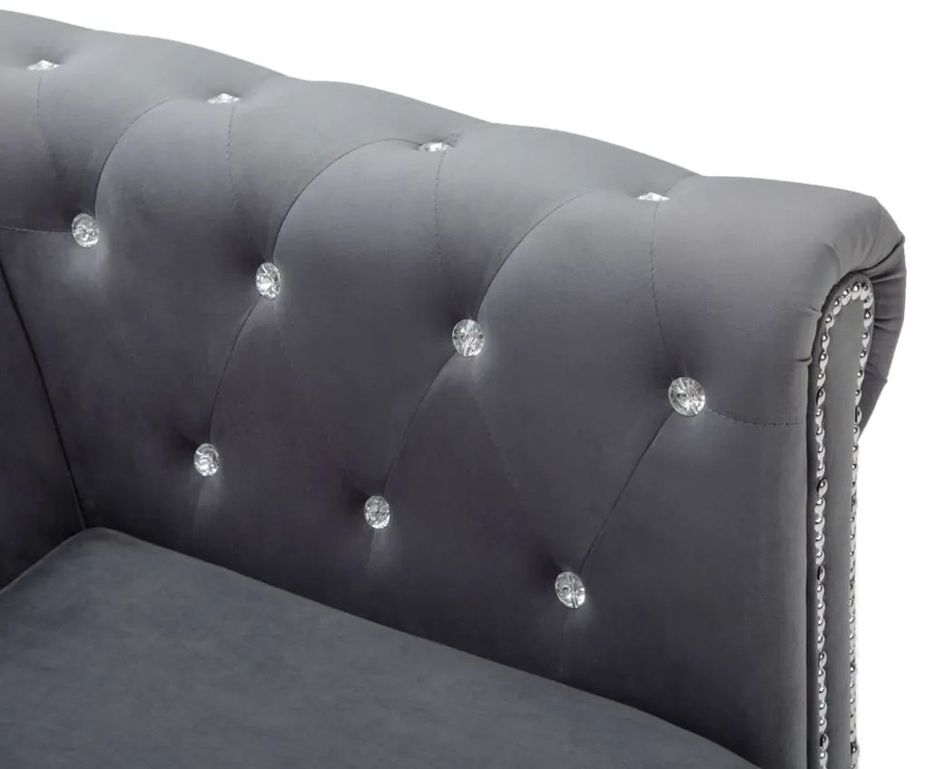 vidaXL Καναπές Τριθέσιος Chesterfield Γκρι 199 x 75 x 72 εκ. Βελούδο