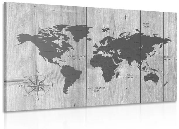 Εικόνα γκρι χάρτη σε ξύλινο φόντο - 120x80