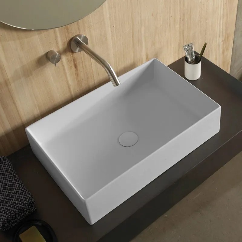 Scarabeo Teorema 60 5101-301 White Matt Πορσελάνινος Νιπτήρας Μπάνιου Επιτραπέζιος 60x40 cm 5101-301