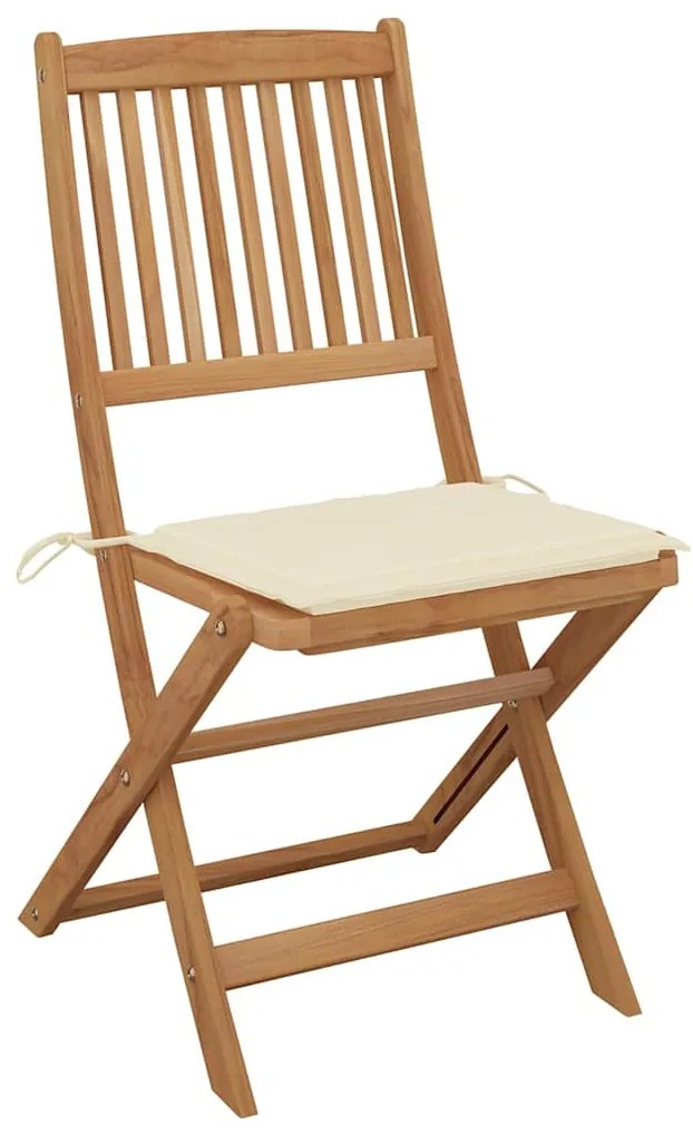 vidaXL Καρέκλες Εξ. Χώρου Πτυσσόμενες 8 τεμ. Ξύλο Ακακίας & Μαξιλάρια