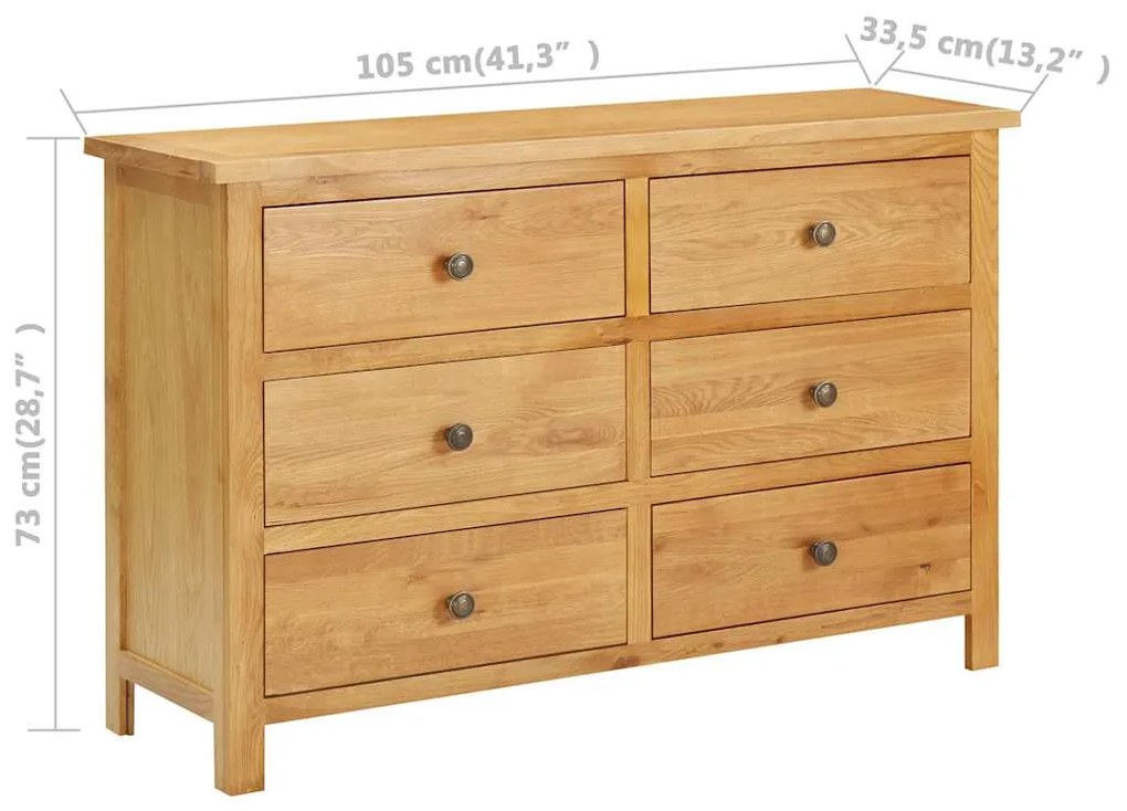 vidaXL Συρταριέρα 105 x 33,5 x 73 εκ. από Μασίφ Ξύλο Δρυός