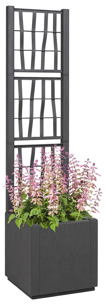 vidaXL Σκούρα Γκρι Γλάστρα Κήπου με Πλέγμα - 36x36x140 εκ