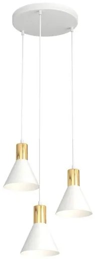 Κρεμαστό Φωτιστικό Οροφής 3xE27 Φ30cm Rosa Emibig -1389/3PREM-Λευκό-Χρυσό 1389/3PREM