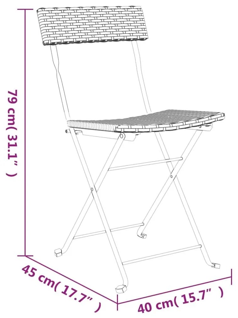 Καρέκλες Bistro Πτυσσόμενες 6 τεμ Γκρι Συνθετικό Ρατάν &amp; Ατσάλι - Γκρι