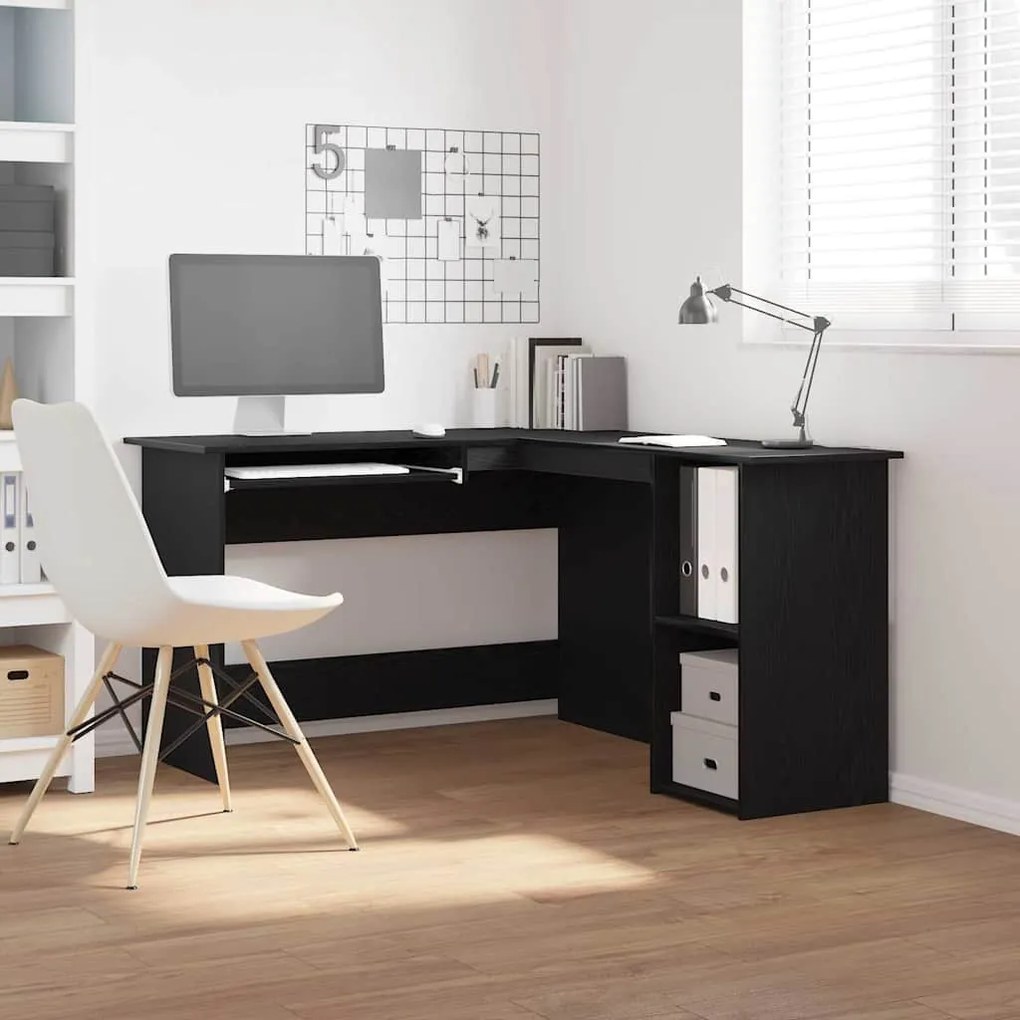 vidaXL Γωνιακό γραφείο Μαύρη δρυς 120 x 140 x 75 εκ Επεξεργασμένο ξύλο