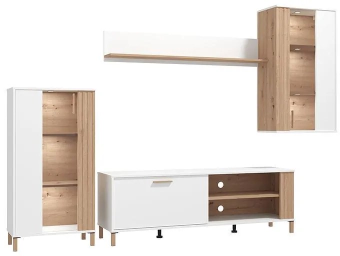Κέντρο Ψυχαγωγίας - Σύνθεση Bastia Artisan Oak - Λευκό 281x40x170 εκ.
