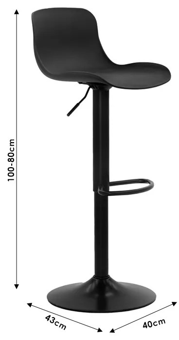 Σκαμπό μπαρ Walden pakoworld PP μαύρο - 127-000087 - 127-000087