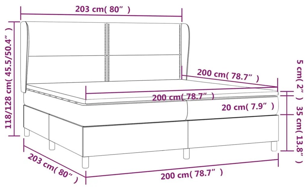 Κρεβάτι Boxspring με Στρώμα Κρεμ 200x200 εκ. Συνθετικό Δέρμα - Κρεμ