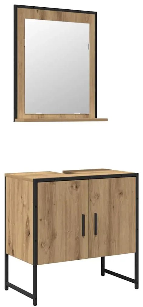 vidaXL Σετ Επίπλων Μπάνιου Επιτοίχιο 2 pcs Καφέ Επεξεργασμένο ξύλο