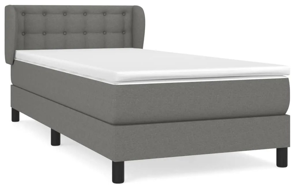 vidaXL Κρεβάτι Boxspring με Στρώμα Σκούρο Γκρι 90x200 εκ. Υφασμάτινο