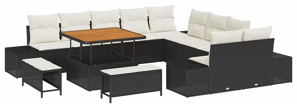 vidaXL Σετ Καναπέ Κήπου με μαξιλάρι 13 pcs Μαύρο Πολυ ράταν