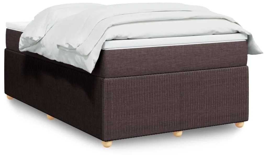 vidaXL Κρεβάτι Boxspring με Στρώμα Σκούρο Καφέ 120x190 εκ Υφασμάτινο