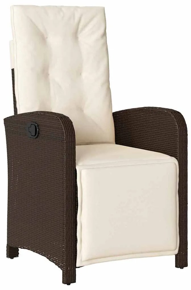 vidaXL Σέτ φαγητού για κήπο με μαξιλάρι 3 pcs Καφέ συνθετικό ρατάν