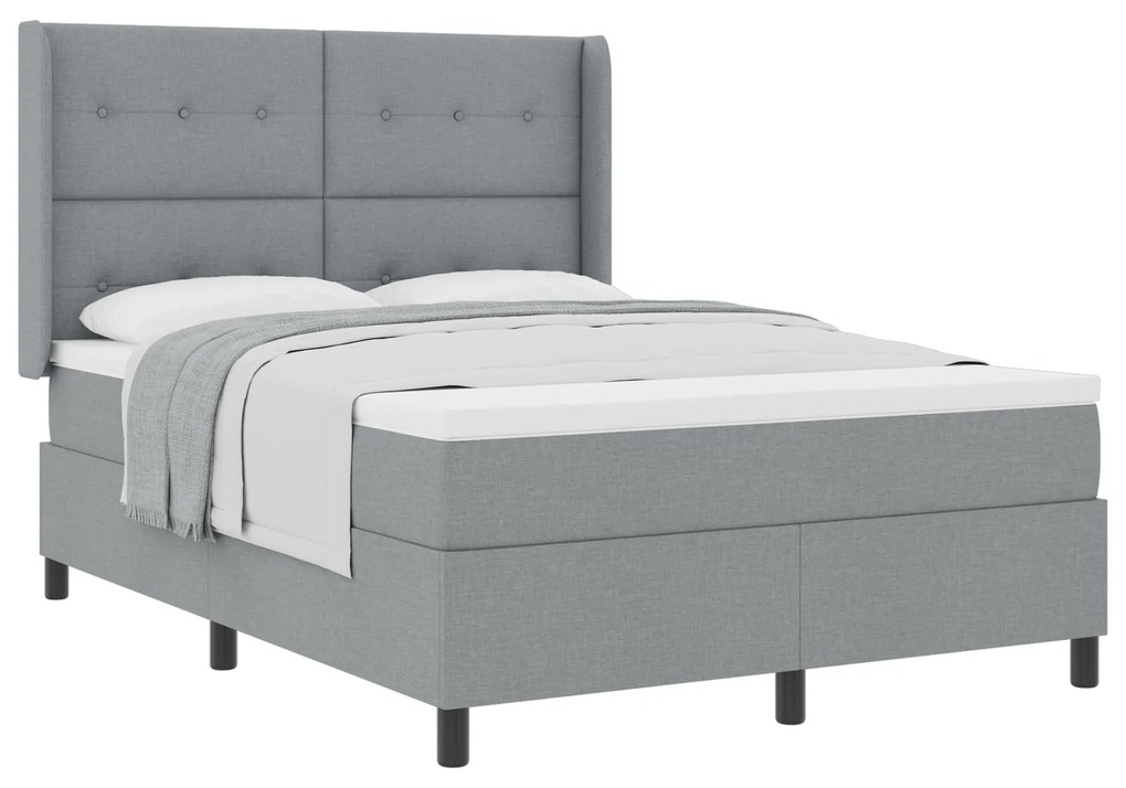 vidaXL Κρεβάτι Box Spring με Στρώμα Ανοιχτό Γκρι 140x200 εκ. Ύφασμα