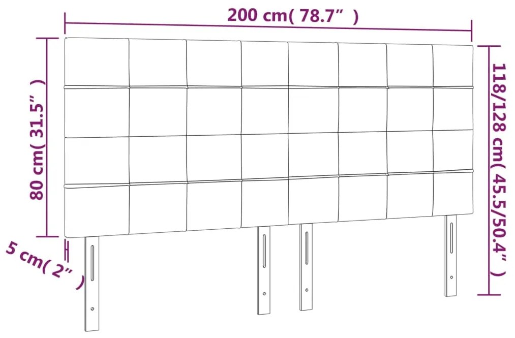 Κεφαλάρια Κρεβατιού 4 τεμ.Αν. Γκρι 100x5x78/88 εκ. Υφασμάτινο - Γκρι