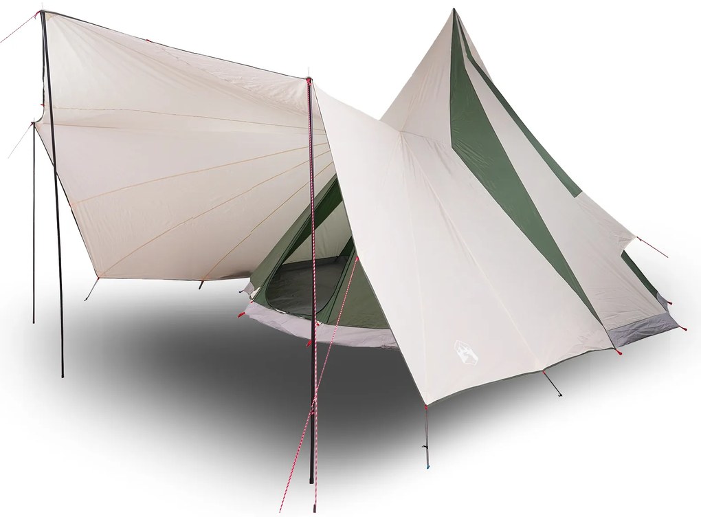 vidaXL Οικογενειακή Τέντα Tipi Πράσινη Waterproof για 12 Άτομα