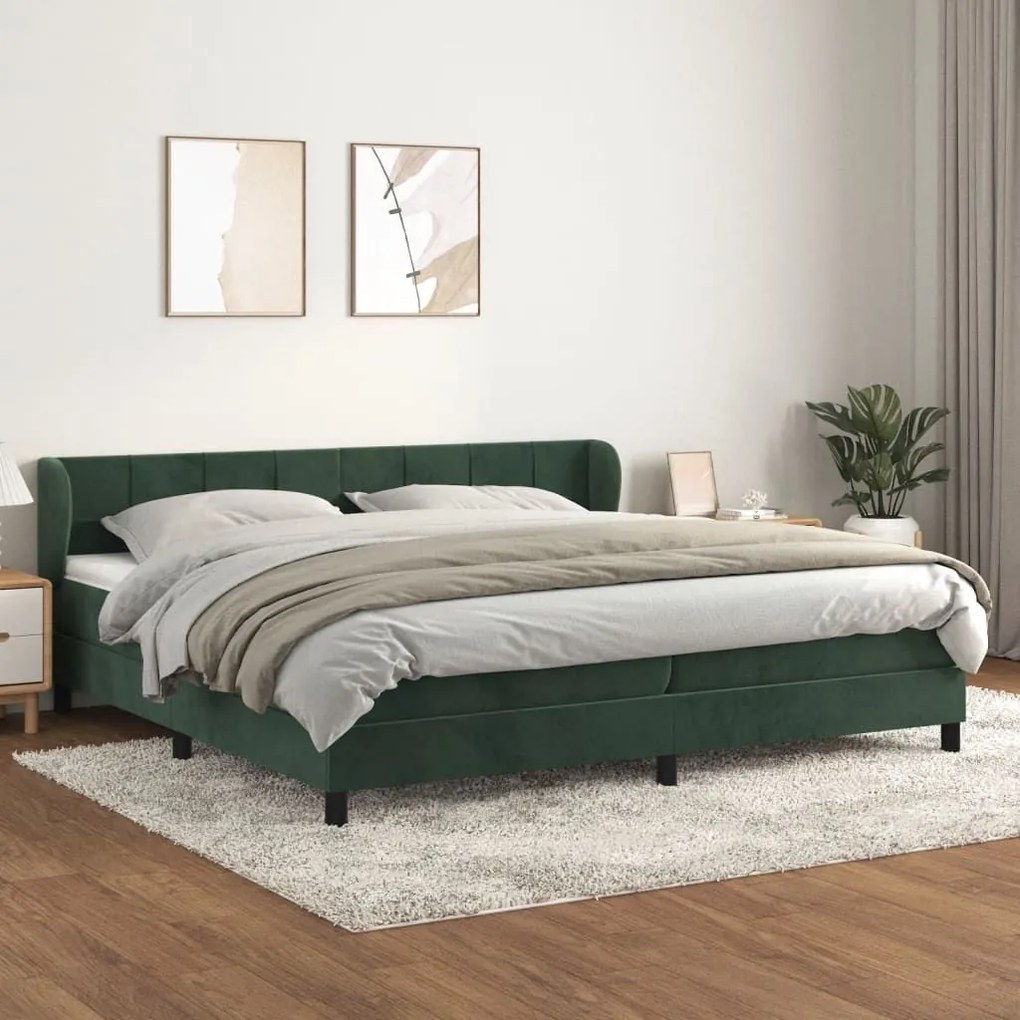 ΚΡΕΒΑΤΙ BOXSPRING ΜΕ ΣΤΡΩΜΑ ΣΚΟΥΡΟ ΠΡΑΣΙΝΟ 200X200ΕΚ. ΒΕΛΟΥΔΙΝΟ 3127514