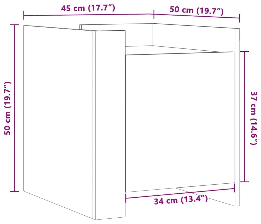 ΚΟΜΟΔΙΝΟ ΜΑΥΡΟ 45X50X50 ΕΚ. ΑΠΟ ΕΠΕΞΕΡΓΑΣΜΕΝΟ ΞΥΛΟ 848298