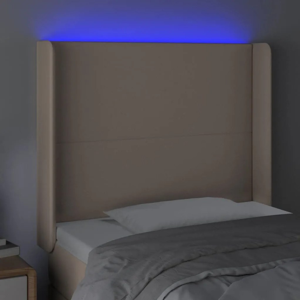 vidaXL Κεφαλάρι Κρεβατιού LED Καπουτσίνο 83x16x118/128 εκ